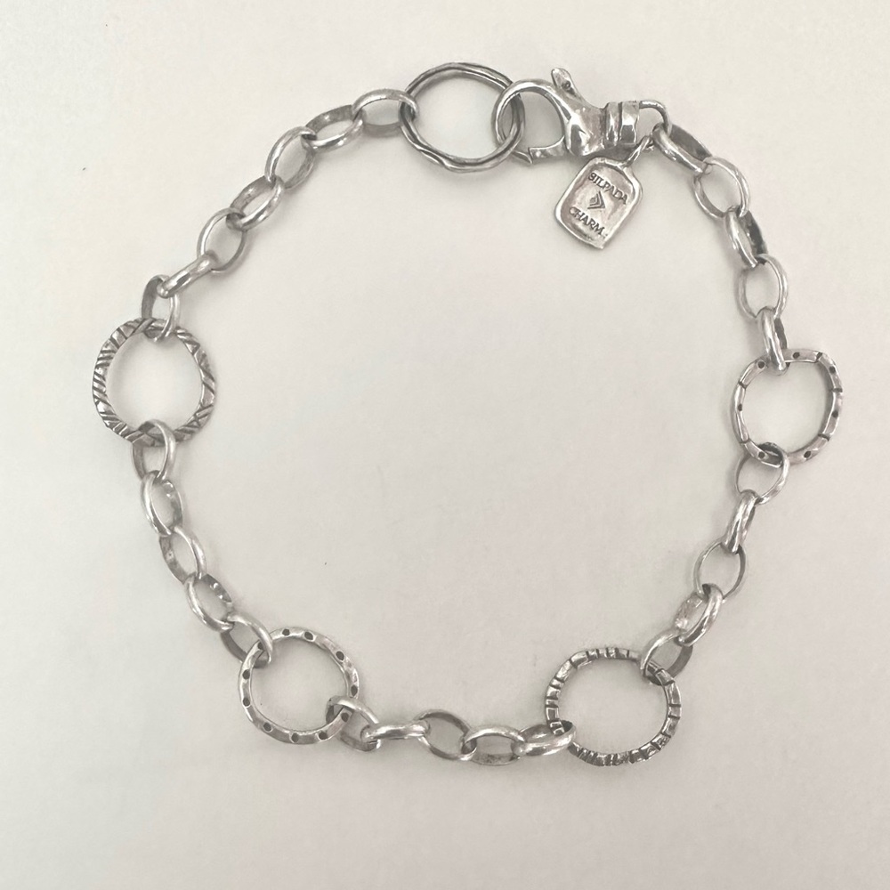 Silpada Silver Textured Linked Charm Bracelet